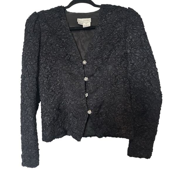 Vintage Jessica McClintock Gunne Sax Formal Bolero Jacket Lace Applique Evening - Picture 4 of 11